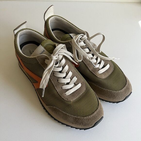 Rag & Bone Women’s Retro Runner Sneaker Trainers Green Moss Orange Size 7.5/37.5 - Picture 2 of 10